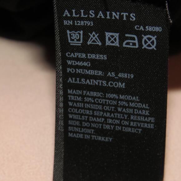 AllSaints Black Draped Front Caper Jersey Knit Sleeveless Dress - Picture 10 of 10